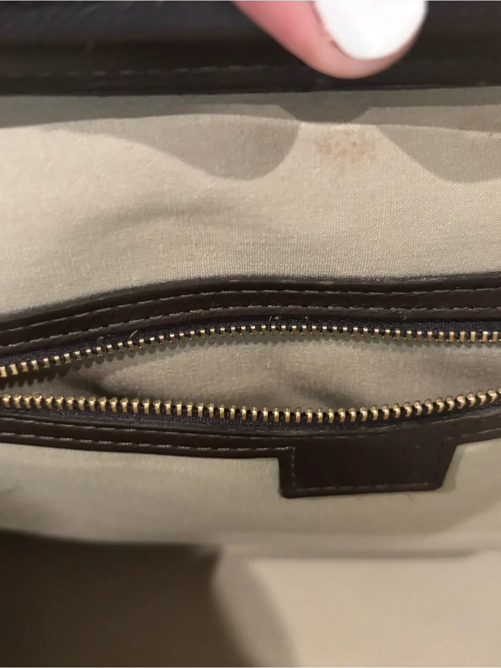 Louis Vuitton Cream Monogram Satchel with Dark Brown Trim